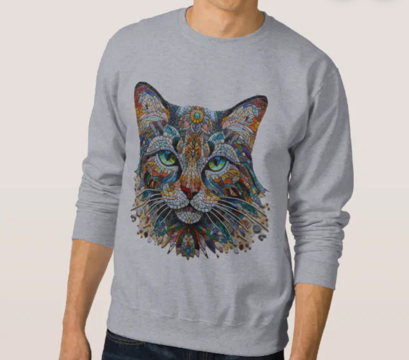 Cat Mosaic Art Sweatshirt – A Magical Design That Comes to Life