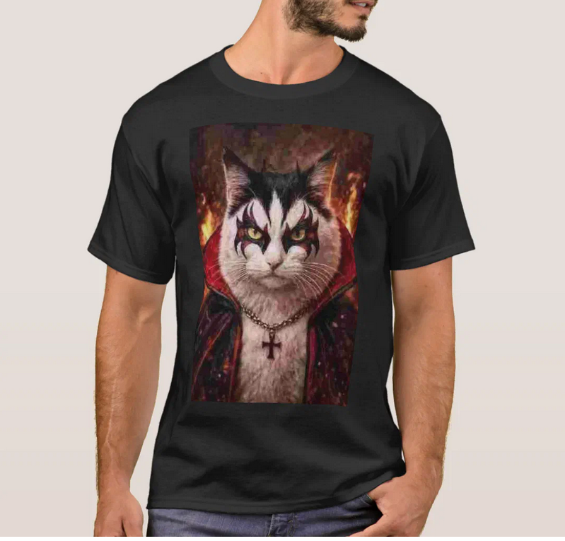 Heavy Metal Cat2 T-Shirt – Rock Your Style with Feline Attitude